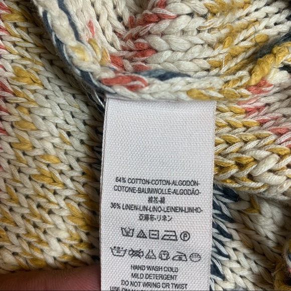 Free People Linen Cotton Women’s  Hooded Long Sleeve Sweater Boho size Medium - Picture 5 of 5